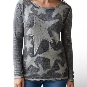 Parkhurst Twyla Star Charcoal Embellished Long Sleeve Cotton Sweater